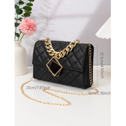Geantă de Umăr Mini la Modă cu Model Decorativ în Formă de Diamant și Curea cu Lanț