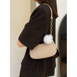 Geantă Mini Hobo Elegantă cu Detalii Cusute și Charm
