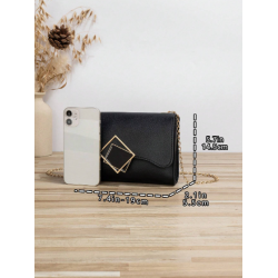 Geantă Pătrată Mini cu Decorațiuni Geometrice și Curea Lanț