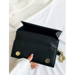 Geantă Pătrată Neagră pentru Femei cu Decorațiuni Metalice