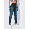 Blugi Skinny cu Talie Înaltă și Nasturi Decorativi – Stil Y2K pentru Femei