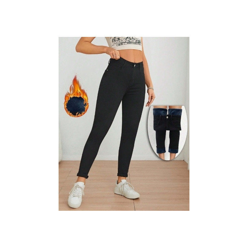 Pantaloni din Denim Căptușiți cu Fleece pentru Femei – Ideali pentru Iarnă