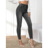 Blugi Skinny Privé cu Talie Înaltă și Finisaj Spălat