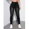 Blugi Skinny Negri cu Buzunare Oblice pentru Femei