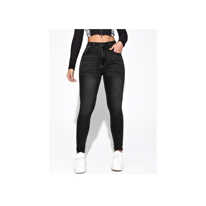 Blugi Skinny Negri cu Talie Înaltă pentru Femei