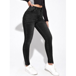 Blugi Skinny Negri cu Talie Înaltă pentru Femei