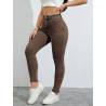 Blugi Skinny Maro cu Buzunare Oblice pentru Femei