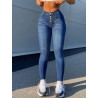 Blugi Skinny Albastri cu Nasturi pentru Femei