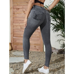 Blugi Skinny Gri cu Talie Înaltă pentru Femei – Eleganță Modernă și Confort