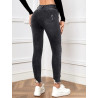 Blugi Skinny cu Tăieturi și Tiv Nefinisat pentru Femei