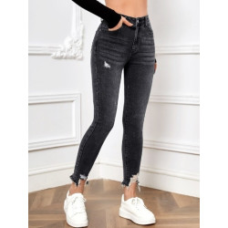 Blugi Skinny cu Tăieturi și Tiv Nefinisat pentru Femei