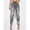 Blugi Skinny Casual pentru Femei cu Tăieturi, Buzunare și Detalii Ripped