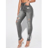 Blugi Skinny Casual pentru Femei cu Tăieturi, Buzunare și Detalii Ripped