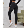 Blugi Skinny Negri cu Tăieturi Ripped și Tiv Brut pentru Femei