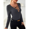 Bluză cu Design Criss Cross în Față pentru Femei