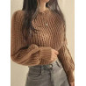Pulover Casual Maro cu Mâneci Lungi și Decolteu Rotund pentru Femei