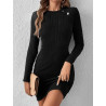 Rochie Bodycon cu Detalii cu Nasturi și Țesătură Ripsată