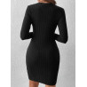 Rochie Bodycon cu Detalii cu Nasturi și Țesătură Ripsată