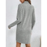 Rochie Bodycon Gri Deschis cu Guler Turtleneck, Mâneci Lungi pentru Femei