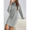 Rochie Bodycon Gri Deschis cu Guler Turtleneck, Mâneci Lungi pentru Femei