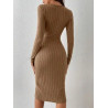 Rochie Bodycon Maro din Tricot Ribbed
