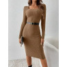 Rochie Bodycon Maro din Tricot Ribbed
