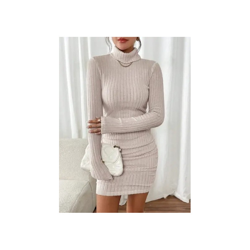 Rochie Scurtă Slim Fit din Tricot Ribbed