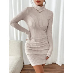 Rochie Scurtă Slim Fit din Tricot Ribbed