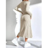 Rochie Ribbed cu Decolteu Pătrat și Mâneci Lungi