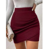 Fustă Bodycon cu Talie Înaltă și Margine Tip Tulipă – Fustă Roșie cu Textură și Crepuri
