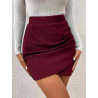 Fustă Bodycon cu Talie Înaltă și Margine Tip Tulipă – Fustă Roșie cu Textură și Crepuri