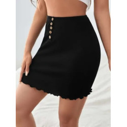 Fustă cu Tiv Tip Salată și Nasturi Decorativi – Feminina și Jucăușă