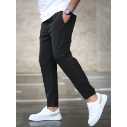 Pantaloni Manfinity Homme pentru bărbați cu buzunare oblice și șnur în talie