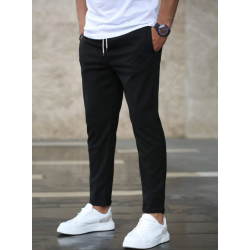 Pantaloni Manfinity Homme pentru bărbați cu buzunare oblice și șnur în talie