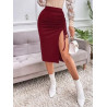 Fustă Roșie cu Șnur Lateral și Despicătură – Stil Modern și Seducător