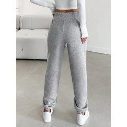 Pantaloni de Trening Gri cu Talie Elastică pentru Femei
