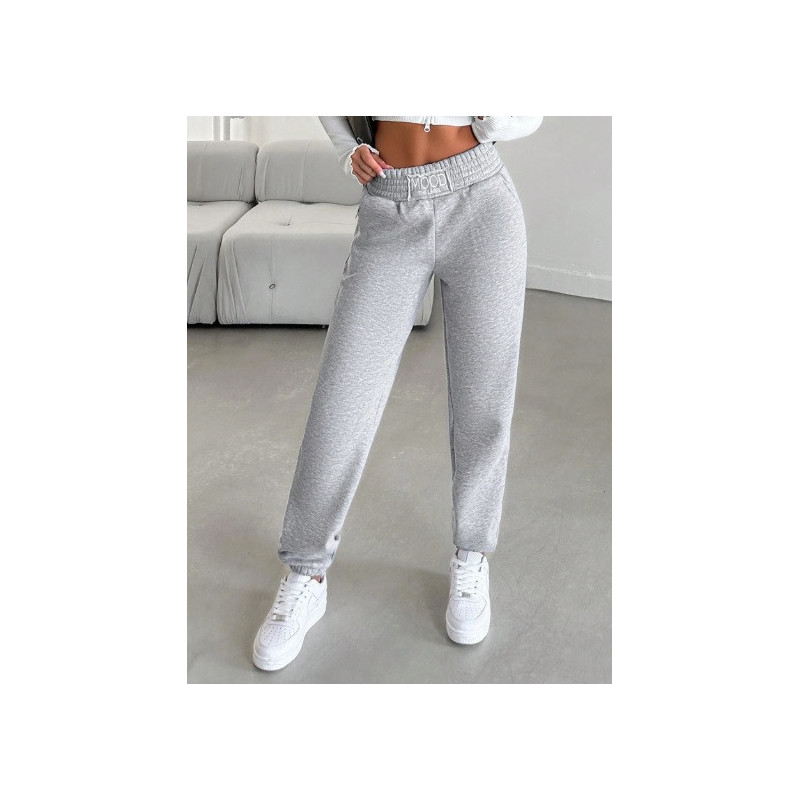 Pantaloni de Trening Gri cu Talie Elastică pentru Femei