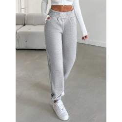 Pantaloni de Trening Gri cu Talie Elastică pentru Femei