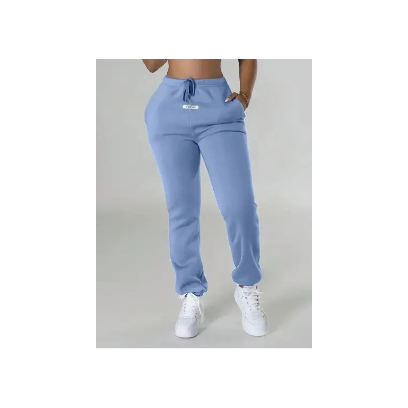 Pantaloni de Trening Casuali Albastri cu Șnur pentru Femei