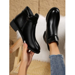 Botine Din Piele Moale Pentru Femei, Toc Gros De 3cm, Stil Britanic Casual