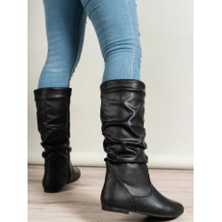 Cizme Minimaliste Femei, Slip-On, Stil Slouchy, Din Piele Artificială, Negre