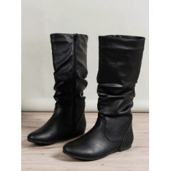 Cizme Minimaliste Femei, Slip-On, Stil Slouchy, Din Piele Artificială, Negre
