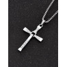 Colier Pentru Bărbați Cu Pandantiv Cruce Încrustat Cu Pietre, Modern Și Elegant