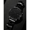 Ceas De Mână Quartz Pentru Bărbați, Negru, Cu Curea Din Oțel Inoxidabil