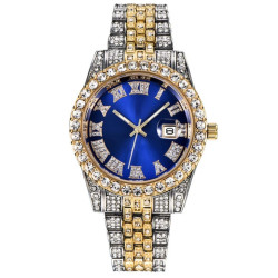 Ceas bărbătesc minimalist de afaceri, cadran rotund cu numerale romane și pietricele complete, brățară din oțel, mecanism quartz