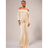Rochie Maxi cu Mâneci Lungi și Umăr Căzut – Eleganță și Feminitate