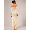 Rochie Maxi cu Mâneci Lungi și Umăr Căzut – Eleganță și Feminitate