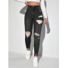 Blugi Skinny Cu Fermoar și Detalii Rupte pentru Femei
