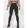 Blugi Skinny cu Talie Înaltă și Detalii Rupte Cottnline pentru Femei