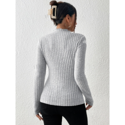 Bluză Frenchy cu Guler Mock Neck și Textură Tricotată cu Model - Eleganță și Stil pentru Femei